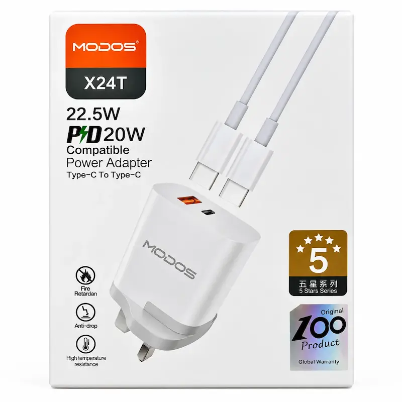 شارژر دیواری مودوس X24T با کابل Type-C به Type-C