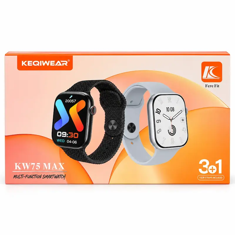 ساعت هوشمند KW75 Max مشکی با بند بافت