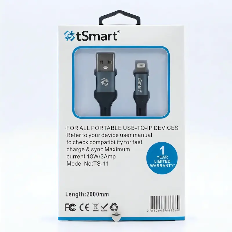 کابل شارژ USB به لایتنینگ tsmat مدل TS11  _ طول 300 سانتی متری