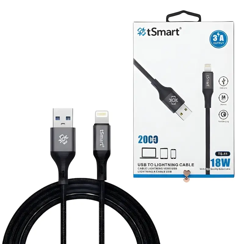 کابل شارژ USB به لایتنینگ tsmat مدل TS11  _ طول 300 سانتی متری