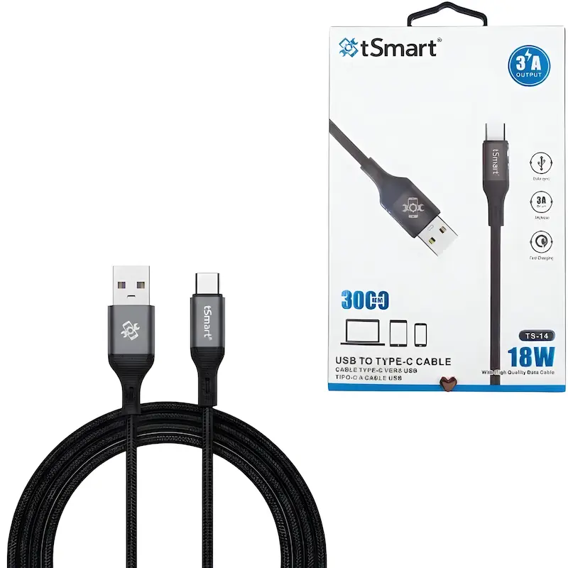 کابل شارژ USB به تایپ سی tsmat مدل TS14  _ طول 300 سانتی متری