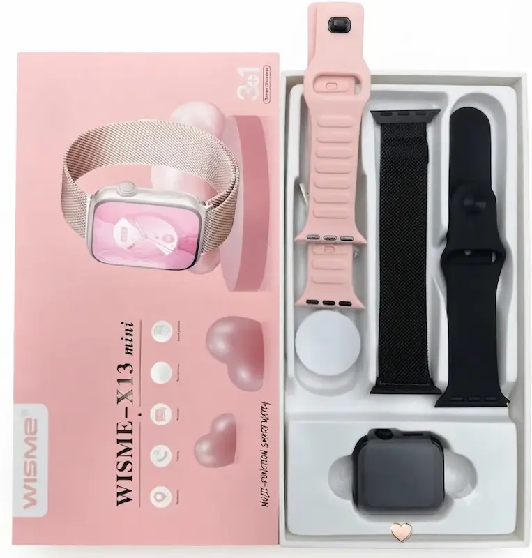 محتویات جعبه ساعت هوشمند WISME X13 Mini با ۳ بند