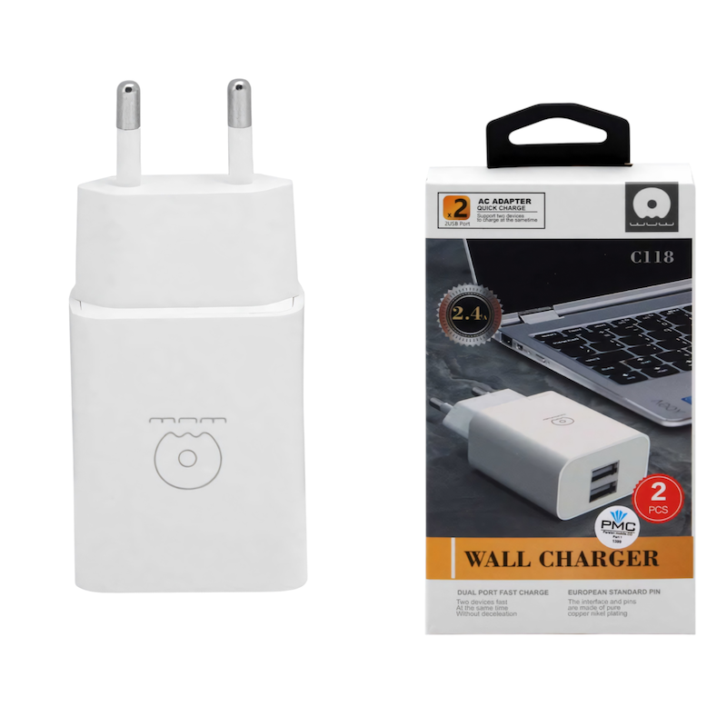آداپتور شارژر گوشی 2 آمپر  wuw مدل c118– بدون کابل