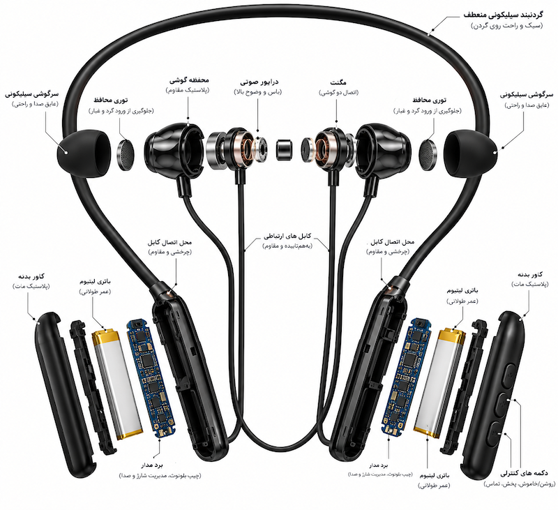 هندزفری گردنی ولفا مدل w.n -01