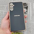 قاب گوشی Galaxy A34 5G سامسونگ طرح ژله ای مای کیس گلد لاین دور طلایی محافظ لنز دار مشکی کد 7