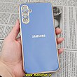 قاب گوشی Galaxy A34 5G سامسونگ طرح ژله ای مای کیس گلد لاین دور طلایی محافظ لنز دار آبی فیلی کد 8