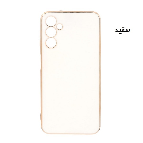 قاب گوشی Galaxy A34 5G سامسونگ طرح ژله ای مای کیس گلد لاین دور طلایی محافظ لنز دار سفید کد 10