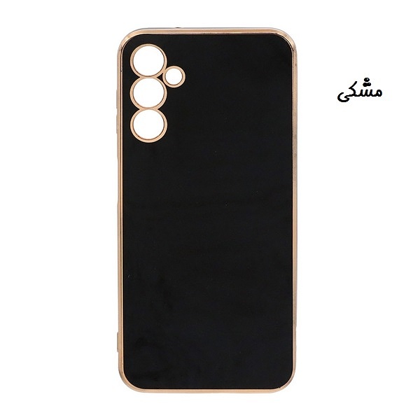 قاب گوشی Galaxy A34 5G سامسونگ طرح ژله ای مای کیس گلد لاین دور طلایی محافظ لنز دار مشکی کد 11
