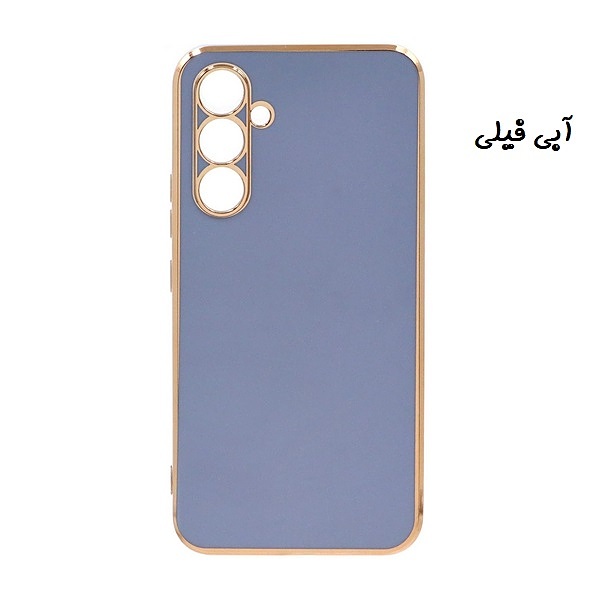 قاب گوشی Galaxy A34 5G سامسونگ طرح ژله ای مای کیس گلد لاین دور طلایی محافظ لنز دار آبی فیلی کد 12