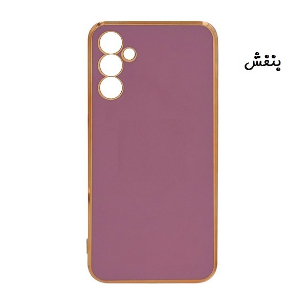 قاب گوشی Galaxy A34 5G سامسونگ طرح ژله ای مای کیس گلد لاین دور طلایی محافظ لنز دار بنفش کد 14