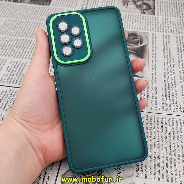 قاب گوشی Galaxy A53 5G سامسونگ پشت مات متال کیس دور سیلیکونی محافظ لنزدار سبز تیره کد 509