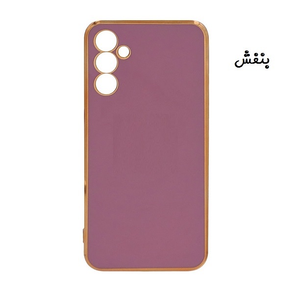 قاب گوشی Galaxy A54 5G سامسونگ طرح ژله ای مای کیس گلد لاین دور طلایی محافظ لنز دار بنفش کد 25