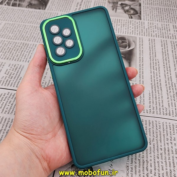 قاب گوشی Galaxy A73 5G سامسونگ پشت مات متال کیس دور سیلیکونی محافظ لنزدار سبز تیره کد 477