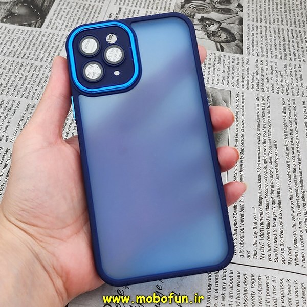 قاب گوشی iPhone 11 Pro آیفون پشت مات متال کیس دور سیلیکونی محافظ لنزدار سرمه ای کد 339