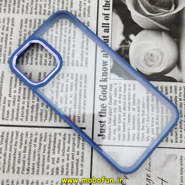 قاب گوشی iPhone 11 Pro آیفون طرح پشت طلق شیشه ای شفاف دور سیلیکونی اورجینال فلزی آلومینیومی متال کیس Metal Case آبی فیلی کد E39-171532