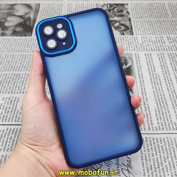 قاب گوشی iPhone 11 Pro Max آیفون پشت مات متال کیس دور سیلیکونی محافظ لنزدار سرمه ای کد 476