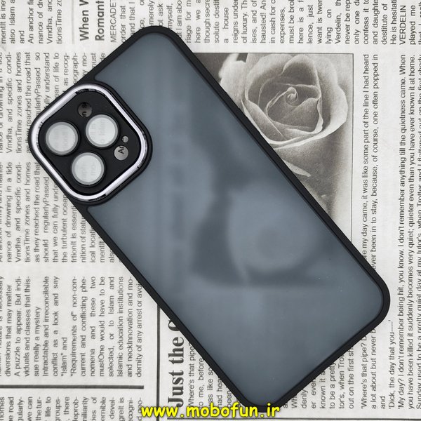 قاب گوشی iPhone 12 Pro Max آیفون پشت مات متال کیس دور سیلیکونی محافظ لنزدار مشکی کد 541