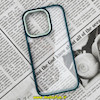 قاب گوشی iPhone 14 Pro آیفون طرح پشت طلق شیشه ای شفاف دور سیلیکونی اورجینال فلزی آلومینیومی متال کیس Metal Case سبز تیره کد 121