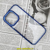 قاب گوشی iPhone 14 Pro آیفون طرح پشت طلق شیشه ای شفاف دور سیلیکونی اورجینال فلزی آلومینیومی متال کیس Metal Case سرمه ای کد 122