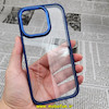 قاب گوشی iPhone 14 Pro آیفون طرح پشت طلق شیشه ای شفاف دور سیلیکونی اورجینال فلزی آلومینیومی متال کیس Metal Case سرمه ای کد 122