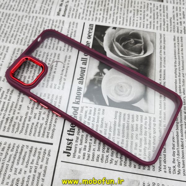 قاب گوشی Redmi 10A - Redmi 9C شیائومی اورجینال متال کیس Metal طرح پشت طلق شفاف دور سیلیکونی زرشکی کد 259