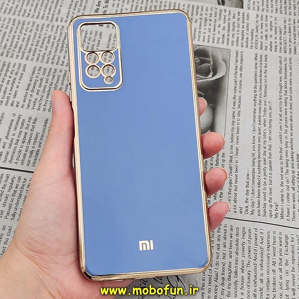 قاب گوشی Redmi Note 11 Pro 4G Global - Redmi Note 11 Pro 5G Global شیائومی طرح ژله ای مای کیس گلد لاین دور طلایی محافظ لنز دار آبی فیلی کد 421