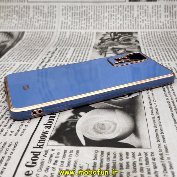 قاب گوشی Redmi Note 11 Pro 4G Global - Redmi Note 11 Pro 5G Global شیائومی طرح ژله ای مای کیس گلد لاین دور طلایی محافظ لنز دار آبی فیلی کد 421