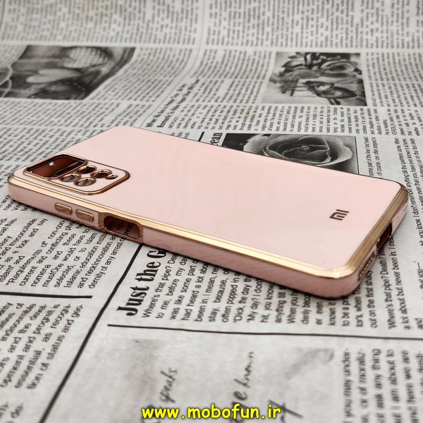 قاب گوشی Redmi Note 11 Pro 4G Global - Redmi Note 11 Pro 5G Global شیائومی طرح ژله ای مای کیس گلد لاین دور طلایی محافظ لنز دار گلبهی کد 422