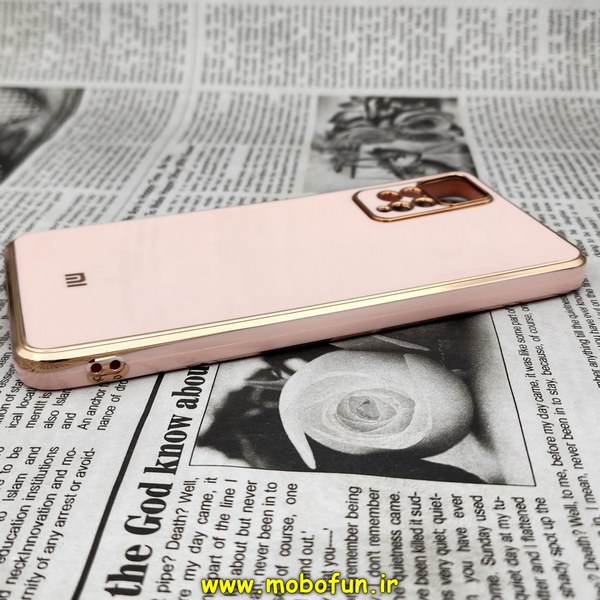 قاب گوشی Redmi Note 11 Pro 4G Global - Redmi Note 11 Pro 5G Global شیائومی طرح ژله ای مای کیس گلد لاین دور طلایی محافظ لنز دار گلبهی کد 422