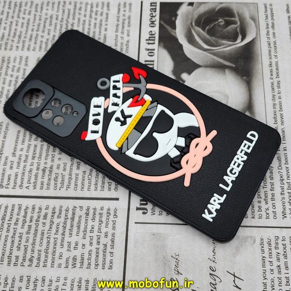 قاب گوشی Redmi Note 11 Pro 4G Global - Redmi Note 11 Pro 5G Global شیائومی شیائومی طرح کارل لاجرفلد KARL LAGERFELD سیلیکونی سخت Hard سه بعدی برجسته محافظ لنز دار مشکی کد 424