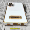 قاب گوشی Galaxy A32 4G سامسونگ طرح ژله ای مای کیس مگ سیف Magsafe گلد لاین دور طلایی محافظ لنز دار شیشه ای سفید کد 718