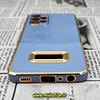 قاب گوشی Galaxy A32 4G سامسونگ طرح ژله ای مای کیس مگ سیف Magsafe گلد لاین دور طلایی محافظ لنز دار شیشه ای آبی فیلی کد 720