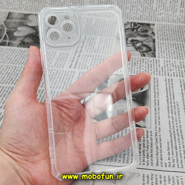 قاب گوشی iPhone 11 Pro Max آیفون طرح ژله ای شفاف بی رنگ ایربگ دار کپسولی محافظ لنز دار کد 483