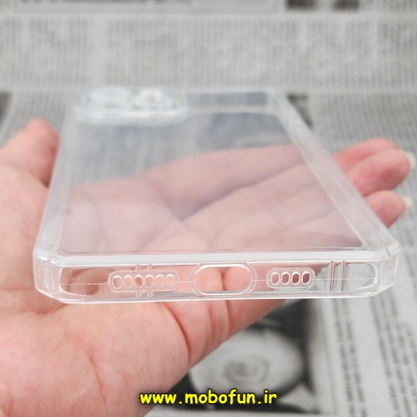 قاب گوشی iPhone 12 Pro Max آیفون طرح ژله ای شفاف بی رنگ ایربگ دار کپسولی محافظ لنز دار کد E12-170861