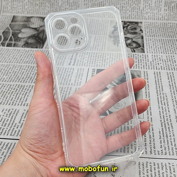 قاب گوشی iPhone 12 Pro Max آیفون طرح ژله ای شفاف بی رنگ ایربگ دار کپسولی محافظ لنز دار کد 546
