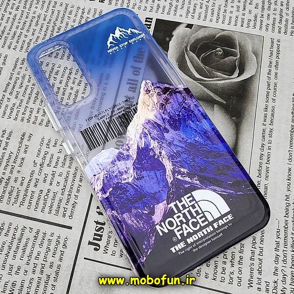 قاب گوشی Galaxy A34 5G سامسونگ طرح پشت طلق پرینت برجسته دکمه کرومی THE NORTH FACE کد 16