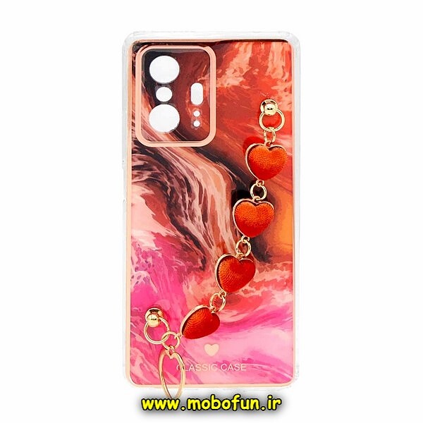 قاب گوشی Xiaomi Mi 11T - Mi 11T Pro شیائومی طرح لاکچری دستبندی آویزدار زنجیری قلبی محافظ لنز دار کد 454