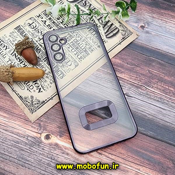 قاب گوشی Galaxy A14 4G - Galaxy A14 5G سامسونگ طرح الکتروپلیتینگ مگ سیف ژله ای شفاف اورجینال یونیک کیس Unique Case محافظ لنز دار مشکی کد 30