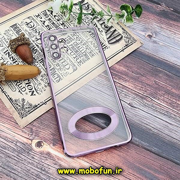 قاب گوشی Galaxy A32 4G سامسونگ طرح الکتروپلیتینگ مگ سیف ژله ای شفاف اورجینال یونیک کیس Unique Case محافظ لنز دار بنفش کد 740