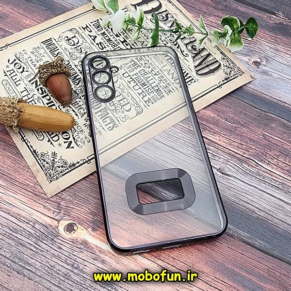 قاب گوشی Galaxy A34 5G سامسونگ طرح الکتروپلیتینگ مگ سیف ژله ای شفاف اورجینال یونیک کیس Unique Case محافظ لنز دار مشکی کد 21