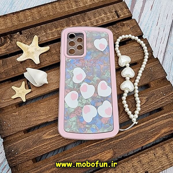 قاب گوشی Galaxy A52 4G - Galaxy A52 5G - Galaxy A52S سامسونگ طرح ماربل قلبی محافظ لنزدار به همراه آویز مرواریدی رنگ صورتی کد 1005