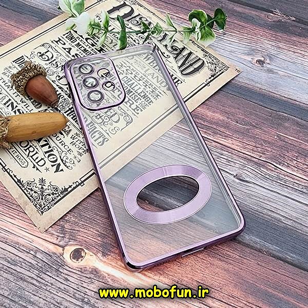 قاب گوشی Galaxy A53 5G سامسونگ طرح الکتروپلیتینگ مگ سیف ژله ای شفاف اورجینال یونیک کیس Unique Case محافظ لنز دار بنفش کد 529