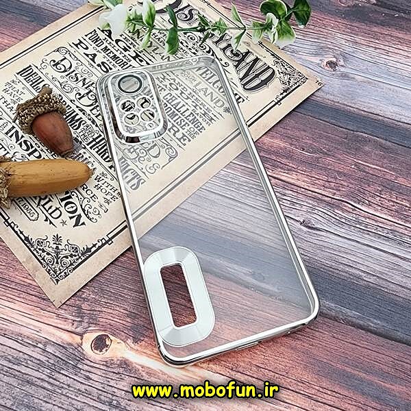 قاب گوشی Redmi Note 11 4G - Redmi Note 11S شیائومی طرح الکتروپلیتینگ مگ سیف ژله ای شفاف اورجینال یونیک کیس Unique Case محافظ لنز دار نقره ای کد 591