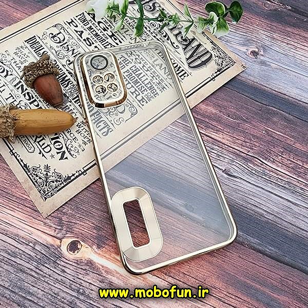 قاب گوشی Redmi Note 11 4G - Redmi Note 11S شیائومی طرح الکتروپلیتینگ مگ سیف ژله ای شفاف اورجینال یونیک کیس Unique Case محافظ لنز دار طلایی کد 592