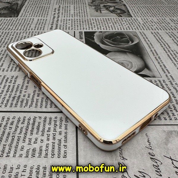 قاب گوشی Redmi Note 12 5G - Poco X5 - Redmi Note 12 China شیائومی طرح ژله ای مای کیس گلد لاین دور طلایی محافظ لنز دار (بدون جای فلش) سفید کد 20