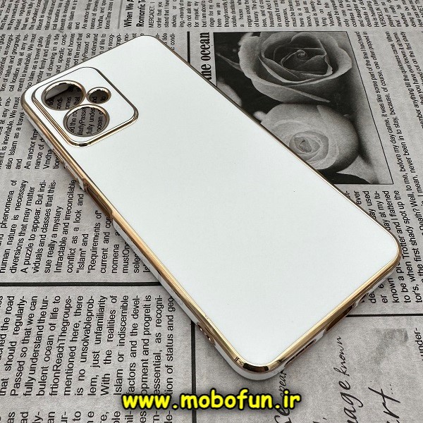 قاب گوشی Redmi Note 12 5G - Poco X5 - Redmi Note 12 China شیائومی طرح ژله ای مای کیس گلد لاین دور طلایی محافظ لنز دار (بدون جای فلش) سفید کد 20