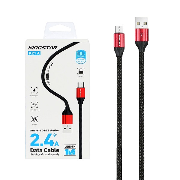 مشخصات و خرید کابل شارژ USB به MicroUSB کینگ استار KingStar مدل K21A طول 1 متر ، خرید کابل شارژ USB به MicroUSB کینگ استار KingStar مدل K21A طول 1 متر از فروشگاه موبوفان ، قیمت کابل شارژ USB به MicroUSB کینگ استار KingStar مدل K21A طول 1 متر