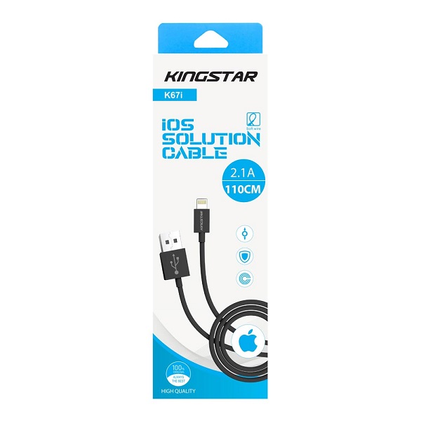کابل تبدیل USB به Lightning اپل کینگ استار مدل K67i طول 110 سانتی متر کد 140965