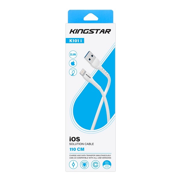 کابل تبدیل USB به Lightning اپل کینگ استار مدل K101i طول 110 سانتی متر کد 140962