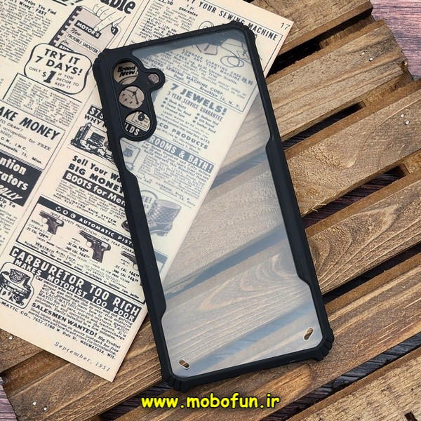 قاب گوشی Galaxy A04S سامسونگ طرح آیپکی iPaky طرح پشت طلق شفاف دور ژله ای ایربگ دار محافظ لنز دار مشکی کد 93